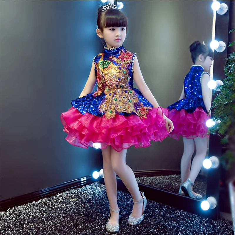Luxury Princess Dress Crystal Flower Girl Dresses Long Tailing Kids Pageant Wedding Ball Gown Girls Formal Party B64 | Детская одежда и