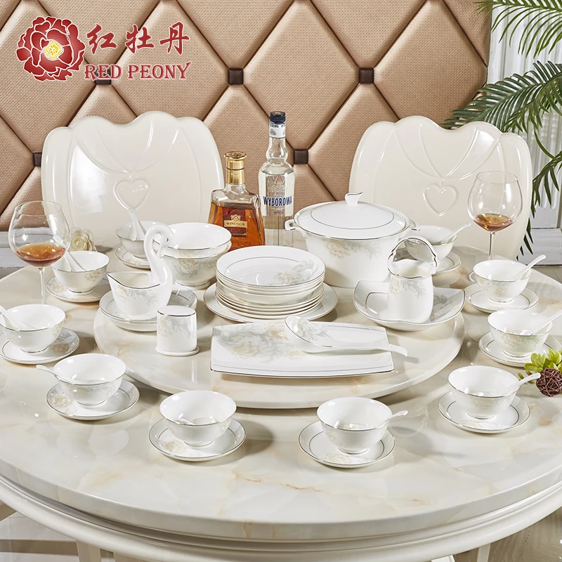 60 голова костяного фарфора посуда чаша набор Пномпеня Бытовая керамика Западная