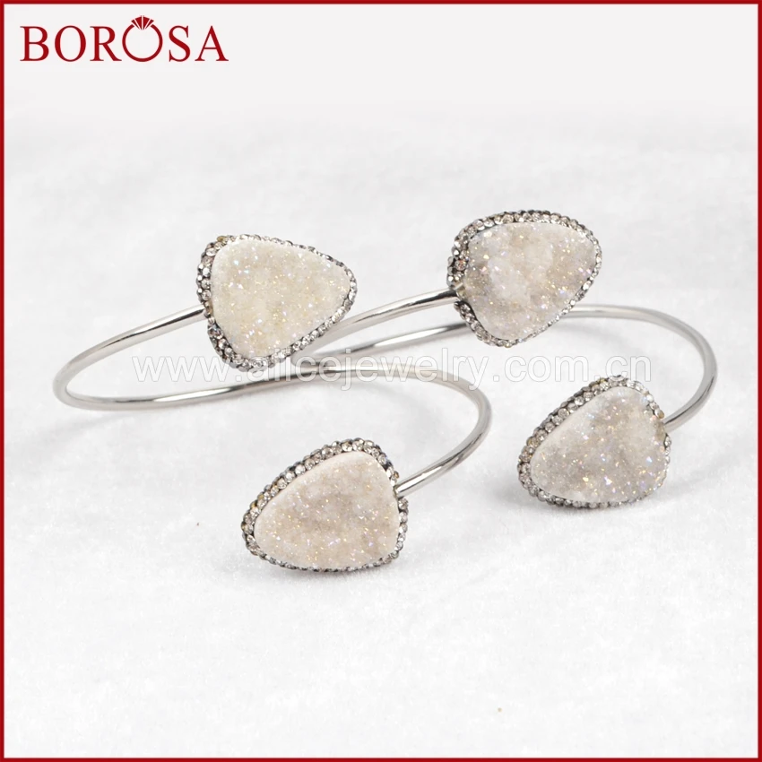 BOROSA 5 шт. Druzy камень браслет двойной кристалл проложили драгоценный треугольник