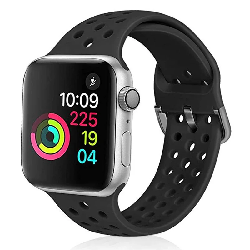 Новейшие Мягкие силиконовые спортивные наручные часы для Apple Watch 4 Band 44 мм 40 мм 42 мм 38 мм дышащий ремешок для iWatch серии 4/3/2/1
