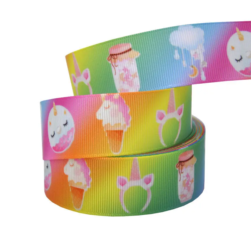 B3R248 1 inch 25mm Printed Cartoon Grosgrain Ribbon 10yards Dog Bear Unicorn Animal Gift Decoration accessories - Цвет: B3R248