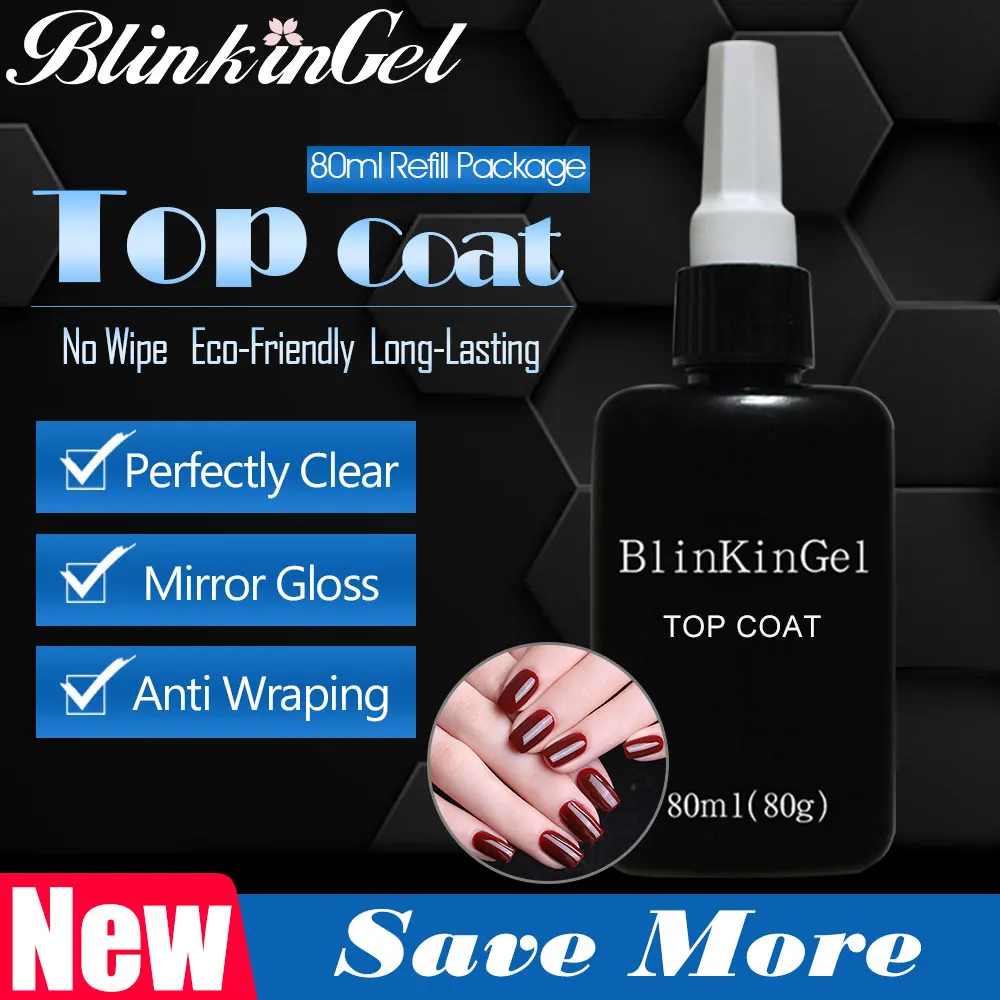 BlinkinGel 1 шт. верхнее покрытие для ногтей на водной основе Впитывающее без