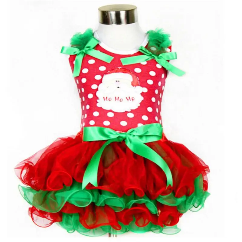 Christmas Girls Dress Santa Claus Polka Dot Baby Sleeveless Tutu Lace Party Costumes Girl | Детская одежда и обувь