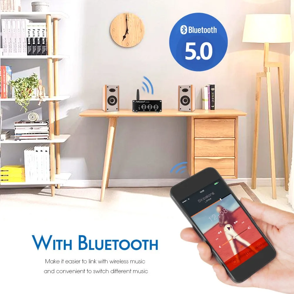 Nobsound Мини Bluetooth 5,0 TPA3116 цифровой аудио усилитель HiFi усилитель класса D стерео Мощность Amp PCM5102A декодирования ЦАП 100 Вт* 2
