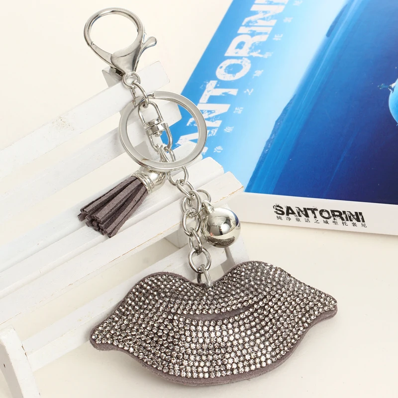 Милые Губы Кристалл Цепочки Кольца Для Ключей держатель для женщин золотой