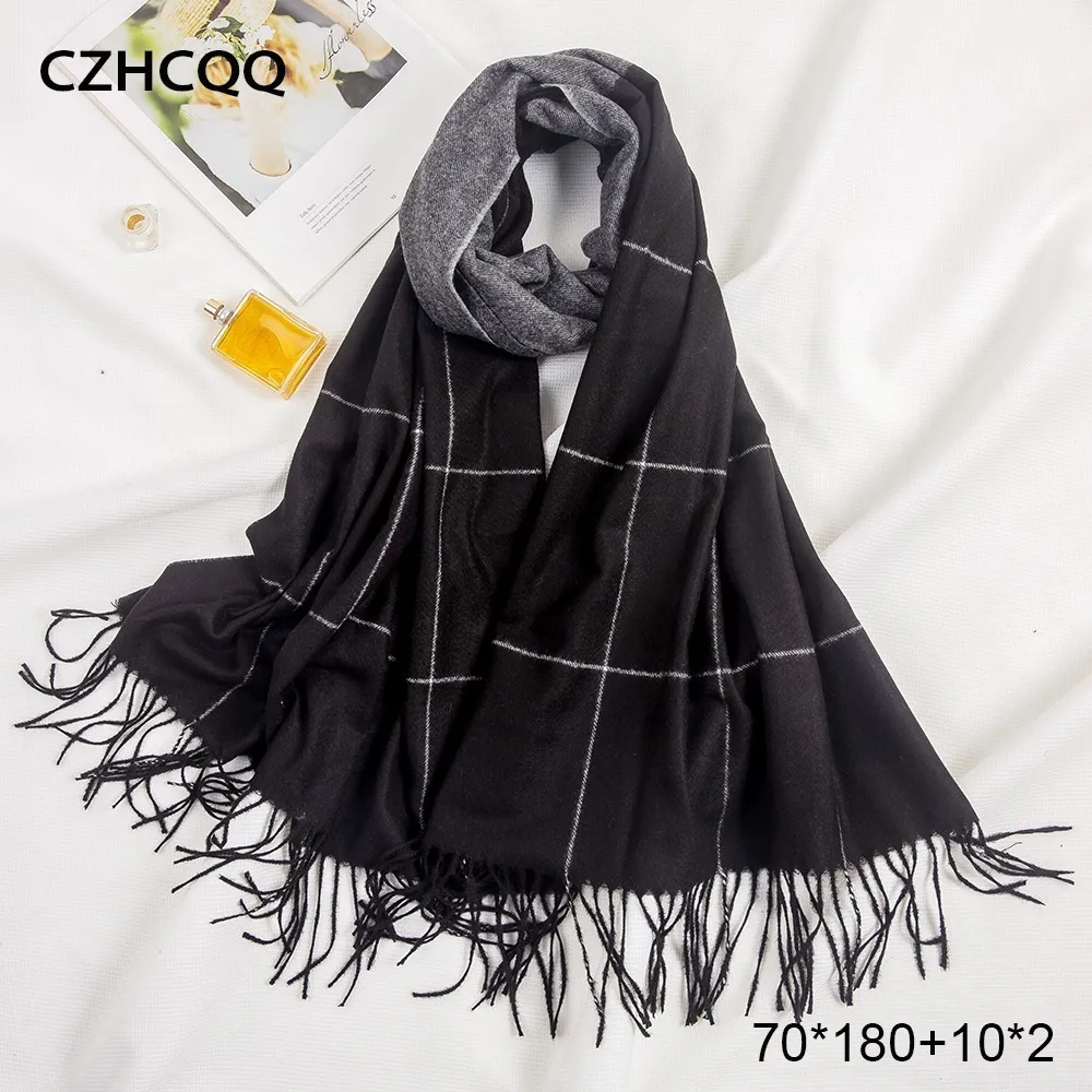 

Winter Cashmere Scarf Women Plaid Shawl Tartan Crinkle Scarves Pashmina Hijab Foulard Femme Poncho Women Scarf For Ladies 2019