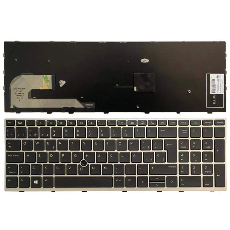 Новая испанская клавиатура для ноутбука HP EliteBook 850 G5 Серебристая Рамка с