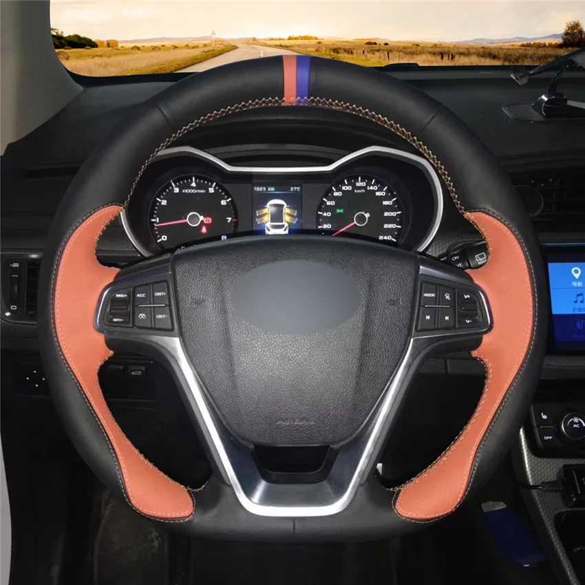 MEWANT черный оранжевый кожаный чехол рулевого колеса автомобиля для Geely EMGRAND GT