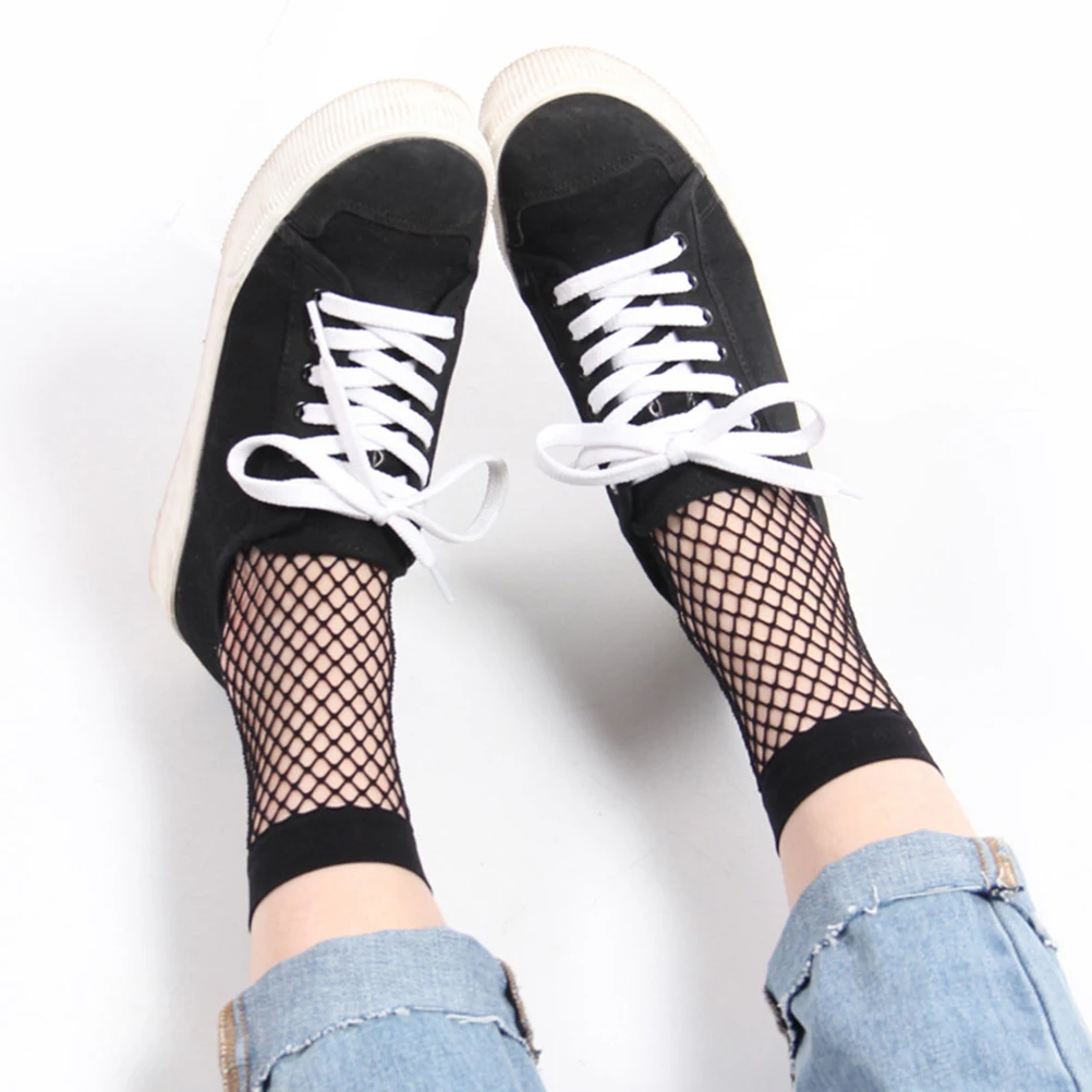 Women Ladies Girls High Heels Sox Fashion Harajuku Solid Black Breathable Fishnet Socks Cool Female Sexy Nets | Женская одежда