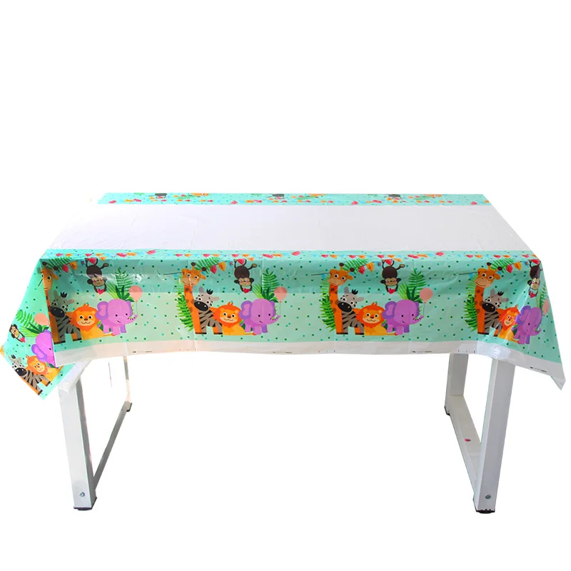 Лесная скатерть с изображением животных праздничная в джунглях сафари для