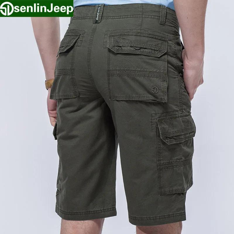 Senlin Jeep Brand 100% Cotton Men's Cargo Shorts Men Casual Beach Work Overall Bermuda Masculina Camouflage Trousers 7720 | Мужская