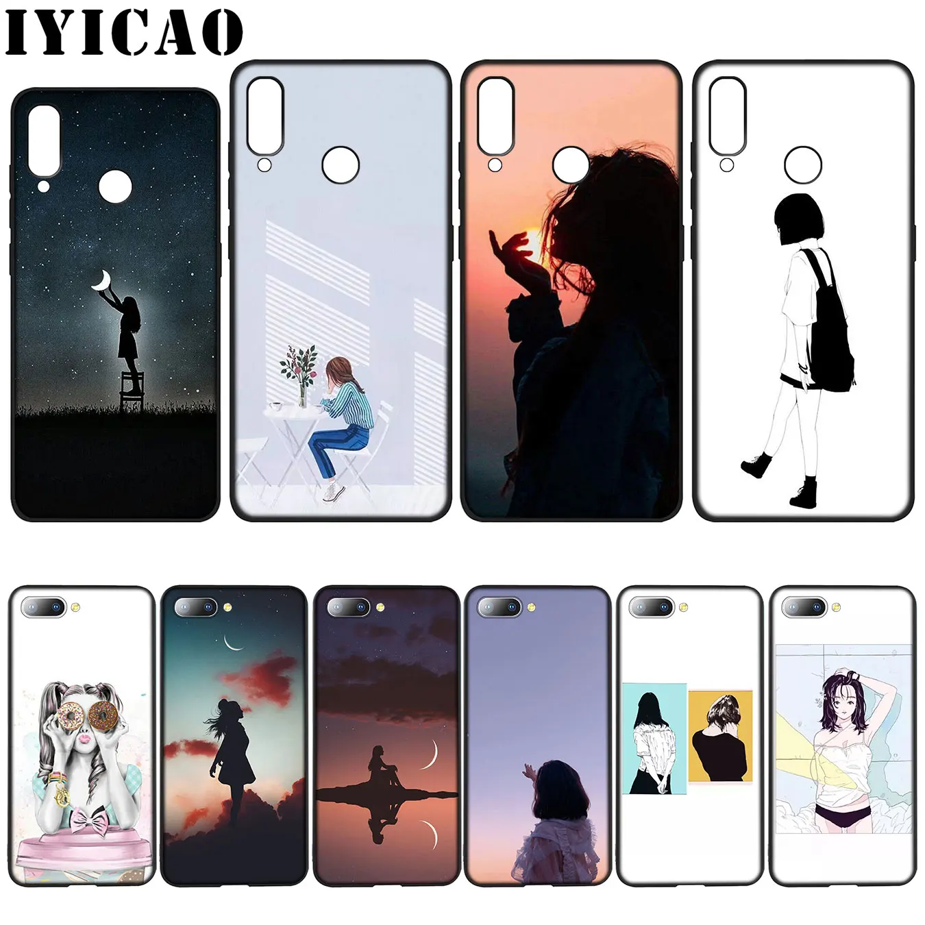 Iyicao Милая модная одежда для девочек мягкий силиконовый чехол Huawei Y7 Y6 Prime Y9 2018 Honor 8C