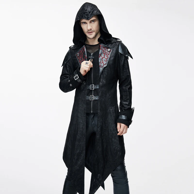 Beste Duivel Mode Punk Jassen Voor Mannen Gothic Noble Swallowtail Jassen Steampunk Herfst Winter Hooded Jassen Knappe Overjassen