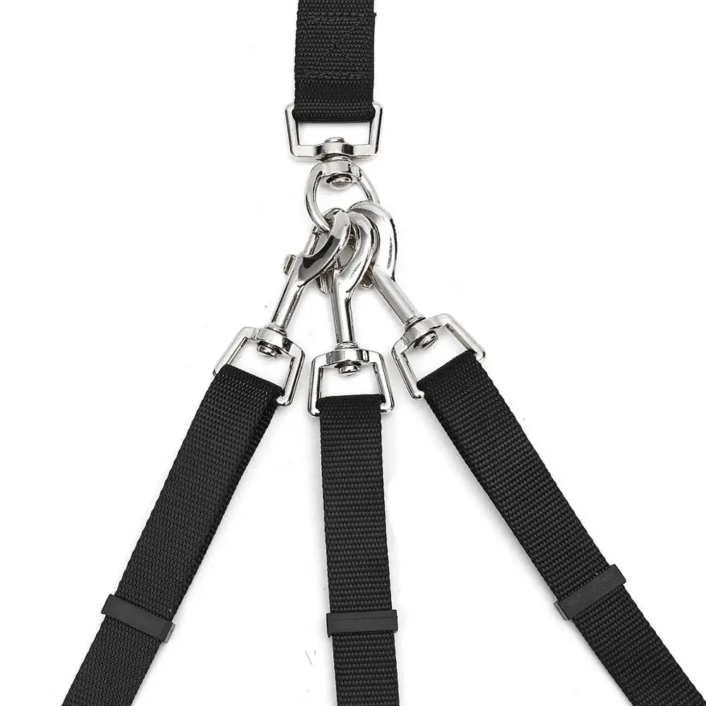 

Adjustable 3 Way Nylon Coupler Dog Pet Lead Leash No Tangle with Padded Handle Dog Traction Rope