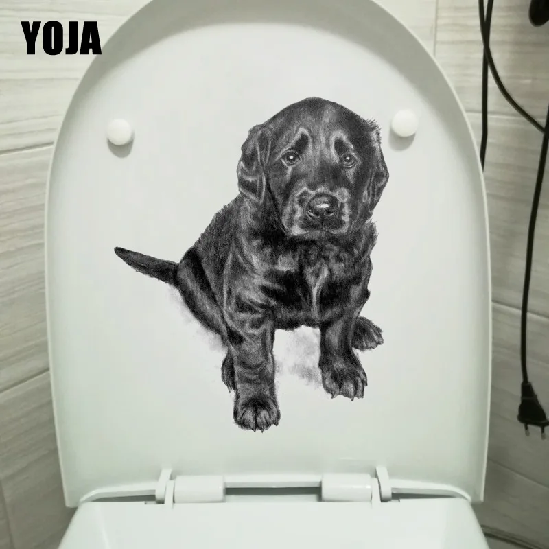 YOJA 20,3*16,5 см черный лабрадор собака домашний декор для комнаты наклейки на стены Туалет стикер T1-0309