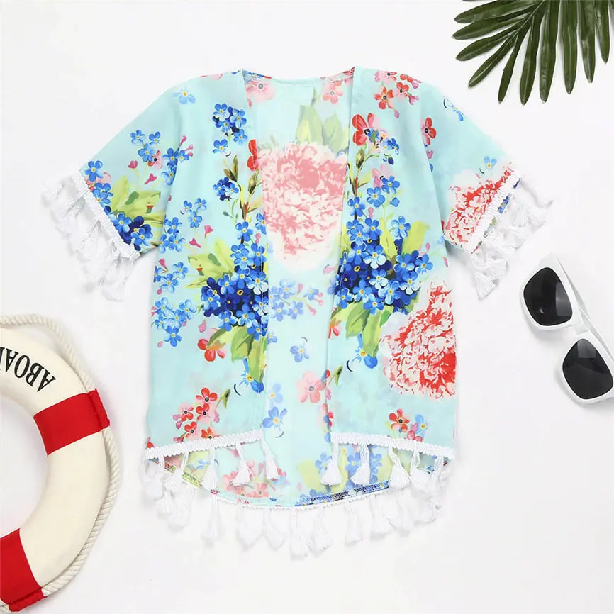 Семейная одежда рубашка наряды для мамы и дочки ребенка девочки Цветочная шаль