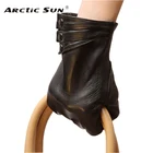 Брендовые перчатки из натуральной кожи, женские перчатки из овчины высокого качества, зимние Бархатные перчатки с пальцами для сенсорного экрана, для вождения L003NC1