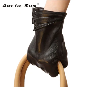 Брендовые перчатки из натуральной кожи, женские перчатки из овчины высокого качества, зимние Бархатные перчатки с пальцами для сенсорного экрана, для вождения L003NC1