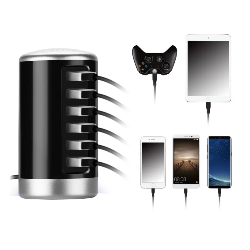 USB Зарядное устройство станции для iphone iPad Sumsung путешествия концентратора док 6 usb