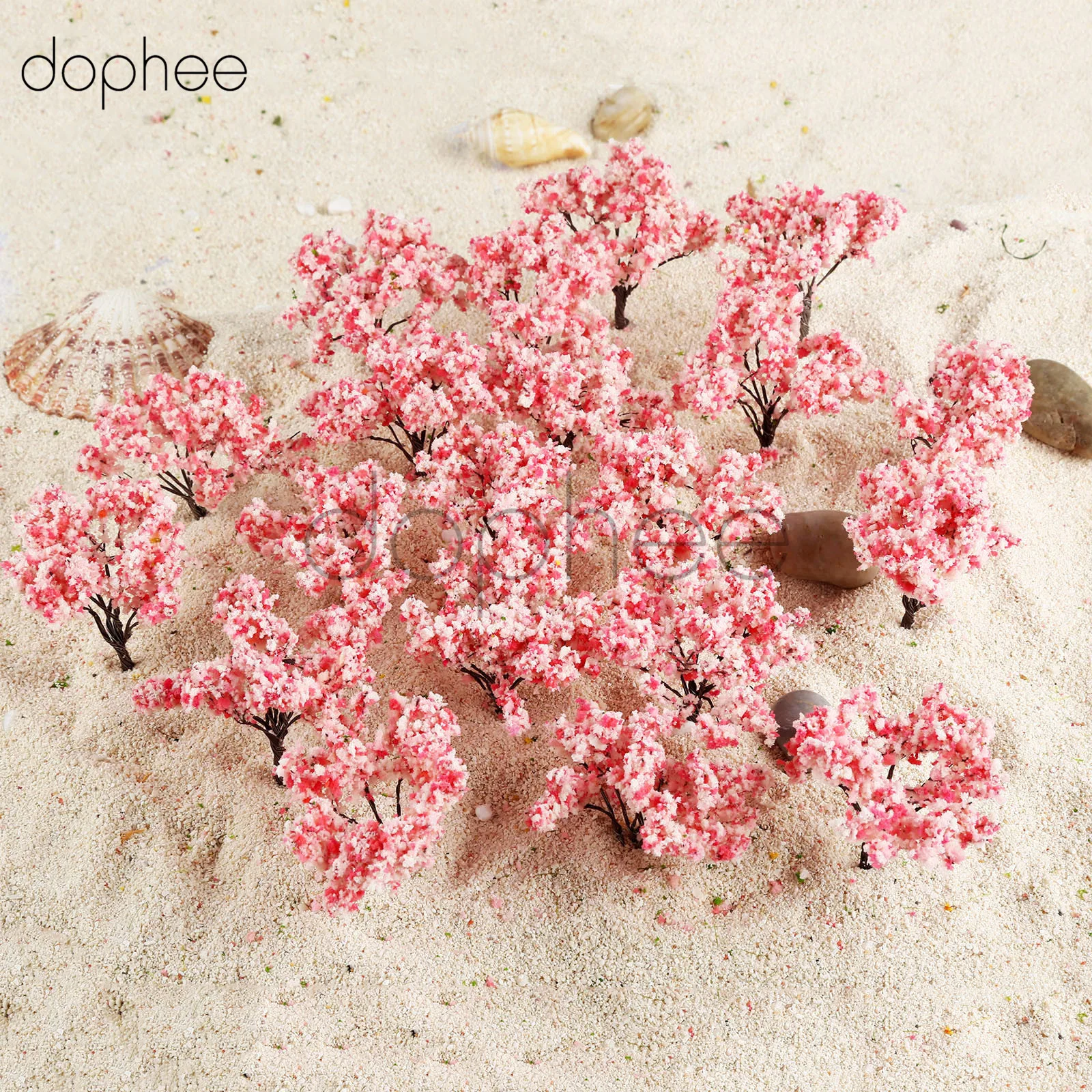 

dophee 20pcs Cherry Blossom Model trees 2.56inch (6.5cm) model landscape Miniatures Trees Building model