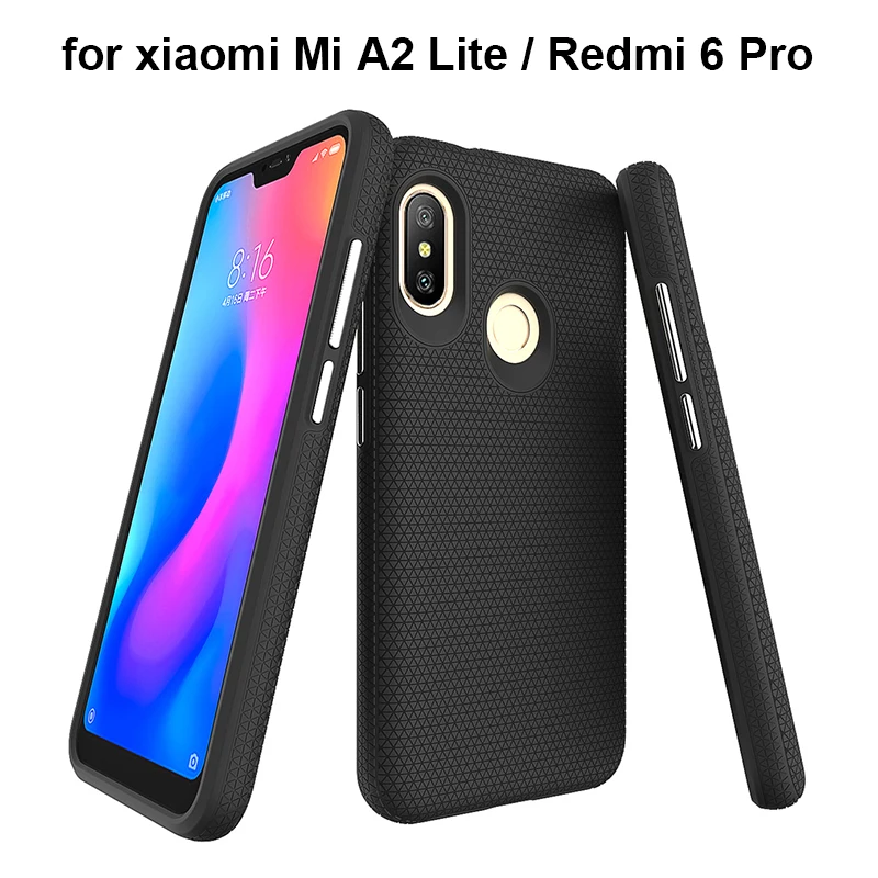 2 в 1 треугольная текстурированная Броня Чехлы для Xiaomi mi A2 Lite ударопрочный ТПУ PC