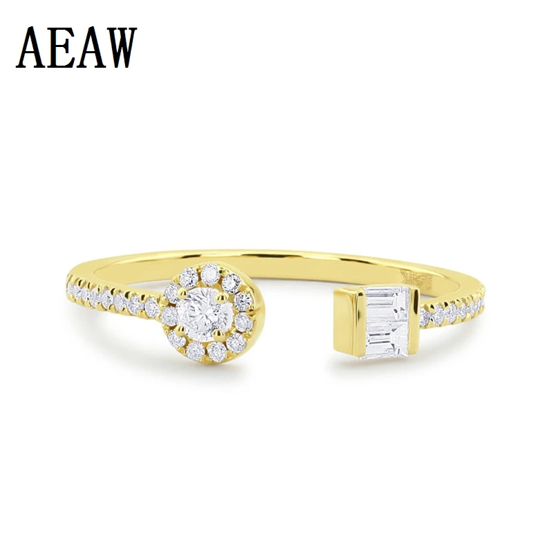 Diamond 14K Yellow 0.35ctw 14k кольцо из твердого золота с бриллиантами, с багетом и круглым бриллиантом, натуральный драгоценный камень, хорошее кольцо для женщин - Цвет камня: Diamond 14K Yellow