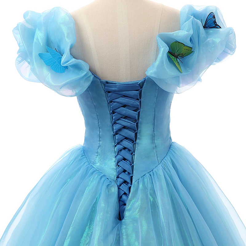

Blue Cheap Quinceanera Dresses Ball Gown V-neck Cap Sleeves Floor Length Ruffles Organza Sweet 16 Dresses