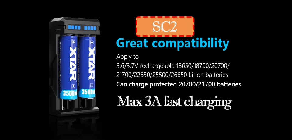 XTAR VC4S красочный VA ЖК-экран 3A зарядное устройство используется для IMR литий-ионная аккумуляторная батарея 18650/26650/10440/16340 - Цвет: SC2