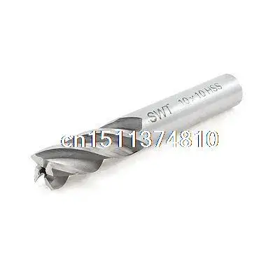 

HSS Milling Cutter Tool Straight End Mill 10mm x 10mm x 22mm x 72mm 4 Flutes