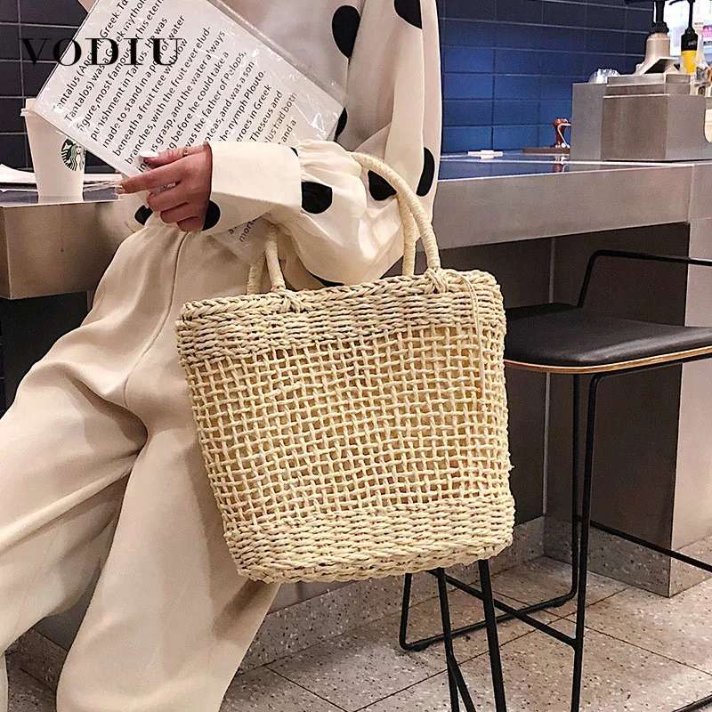 Женские сумочки Sac A Main с травой тканый стиль полый дизайн корзина пляж праздник