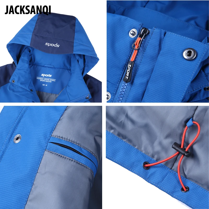 

JACKSANQI New Men Jackets Spring Autumn Outdoor Sports Waterproof Coats Hiking Climbing Camping Trekking Male Windbreaker RA223