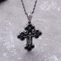 haoyi stainless steel jesus cross pendant necklace for men fashion christian faith jewelry accessories