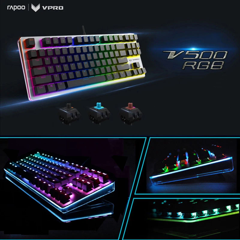 Механическая клавиатура Rapoo V500 RGB светодиодный с подсветкой игровая полным