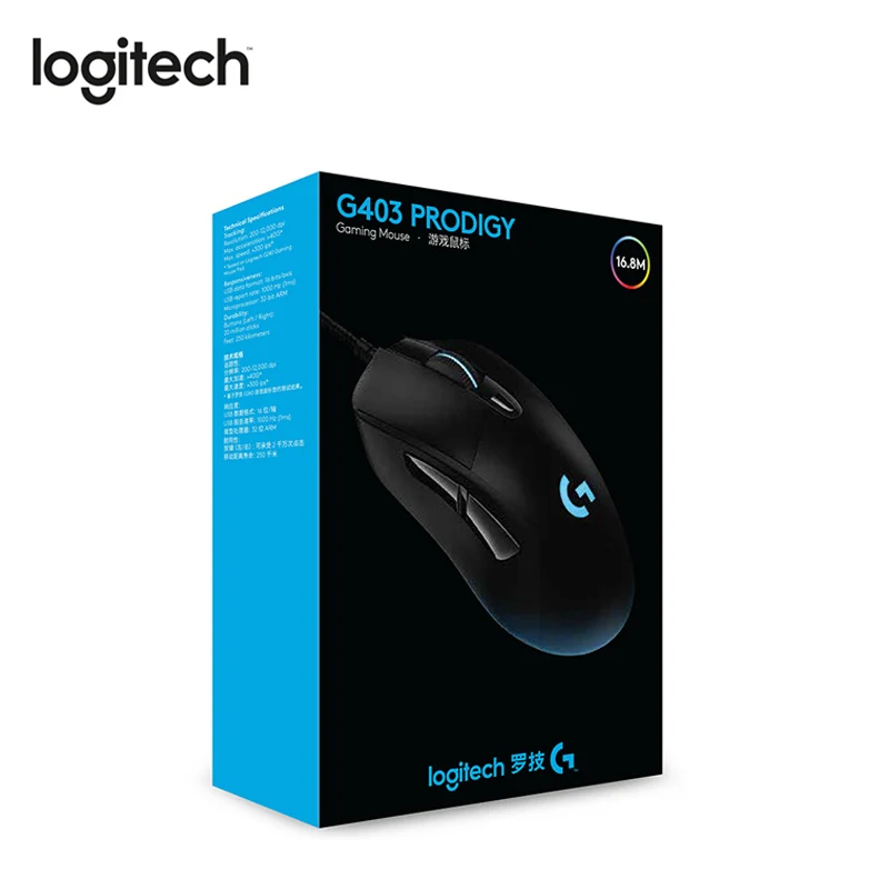 Logitech G403 оригинальная Проводная игровая мышь для геймеров с RGB 12000DPI FPS PUBG LOL