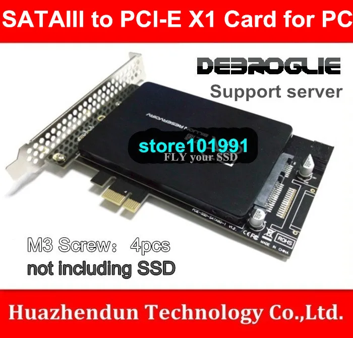 Высокоскоростная карта SATAIII до PCI E X1 DEBROGLIE для ПК или сервера с интерфейсом M3 Screw 4pcs