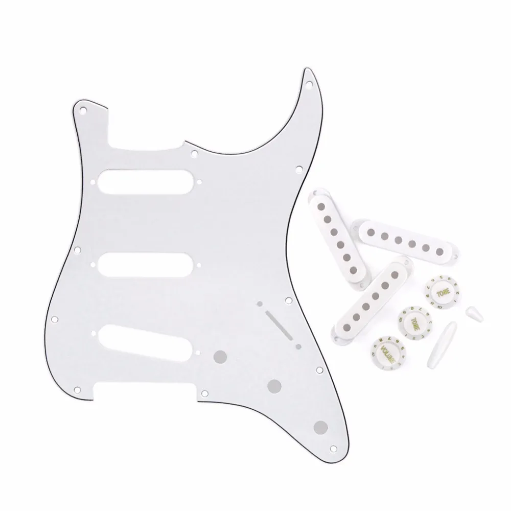 FLEOR набор 3 х слойных белых наконечников для гитары с 11 отверстиями ST SSS одинарные