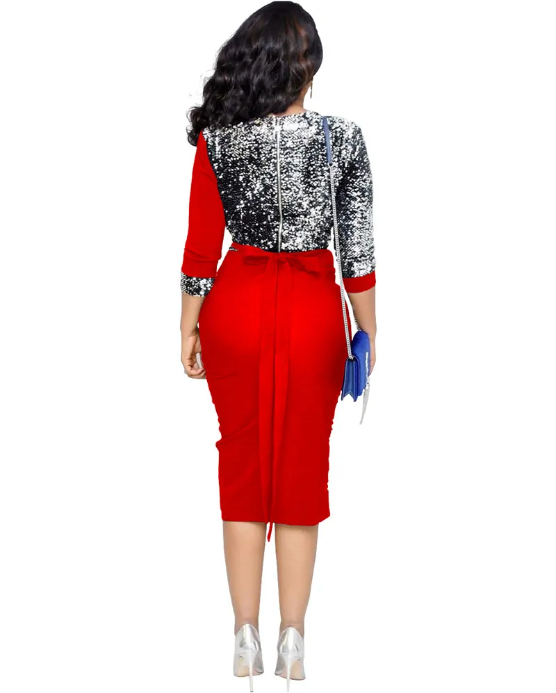 Женское вечернее платье в стиле пэчворк с блестками блестящее облегающее