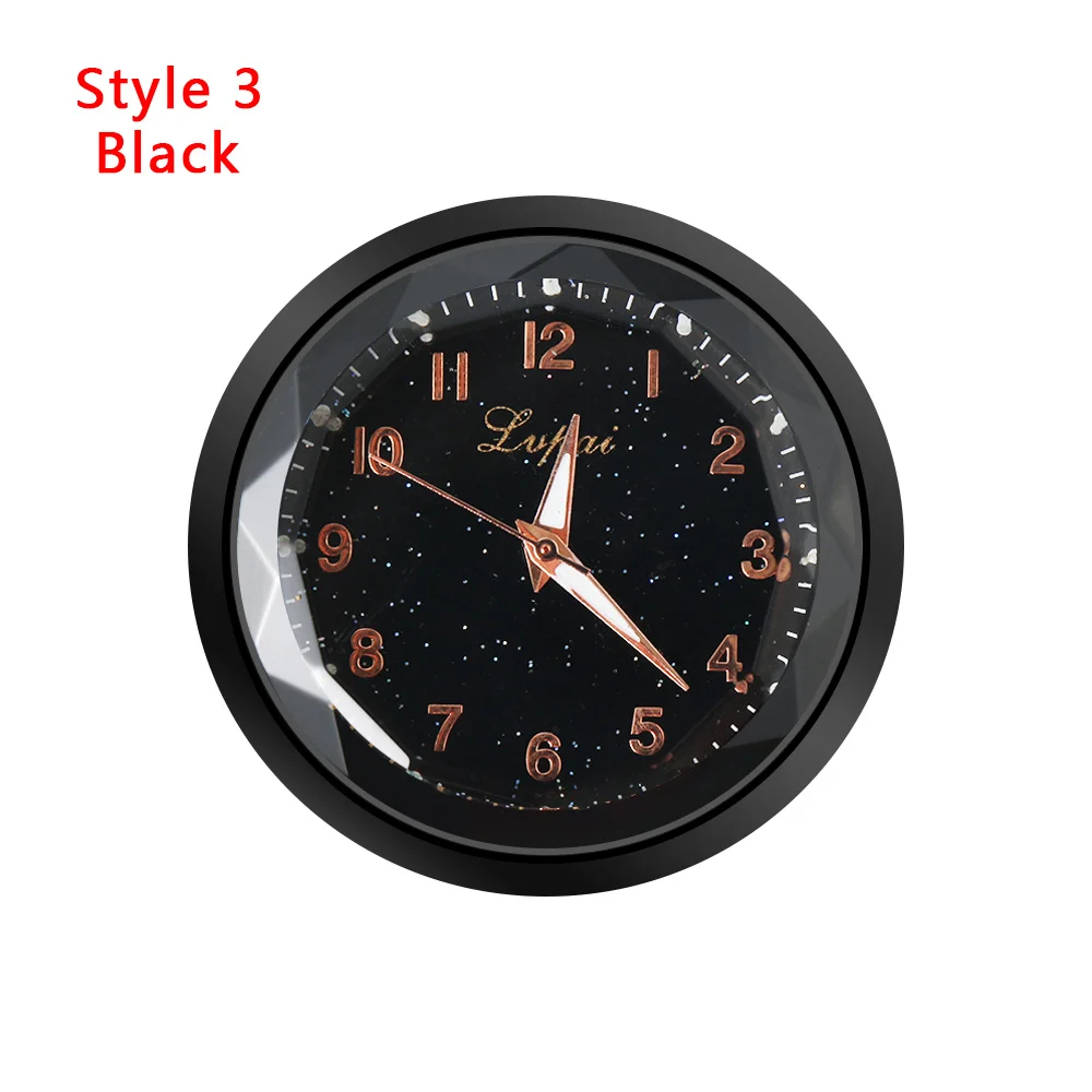 Style 3 black Автомобильные декоративные часы для интерьера, кварцевые аналоговые часы WatcCah, автомобильные часы-наклейка, аксессуары для салона автомобиля - Цвет: Style 3 black