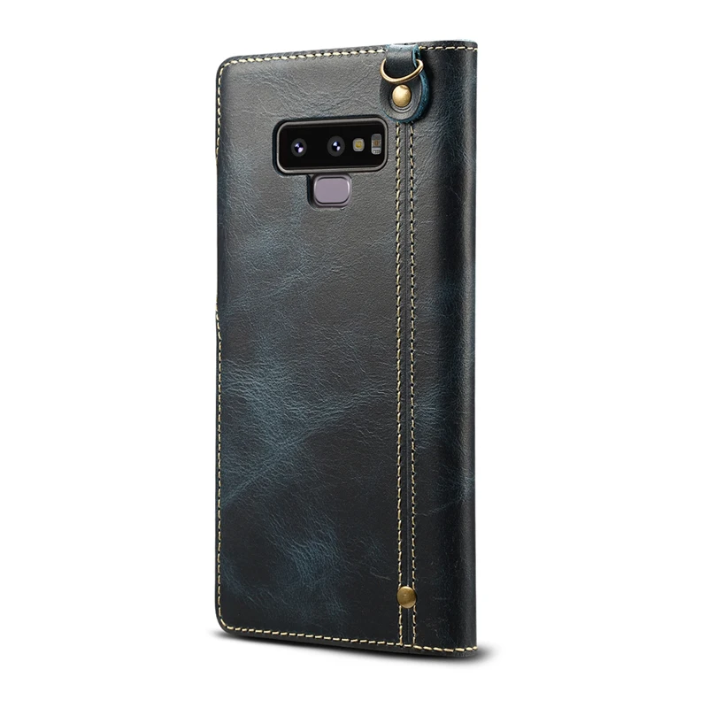Для samsung Note9, настоящий чехол, Ретро стиль, масло, воск, Воловья кожа, ремешок на руку, флип, кошелек, сумка, чехол для samsung Galaxy Note8, чехол для телефона