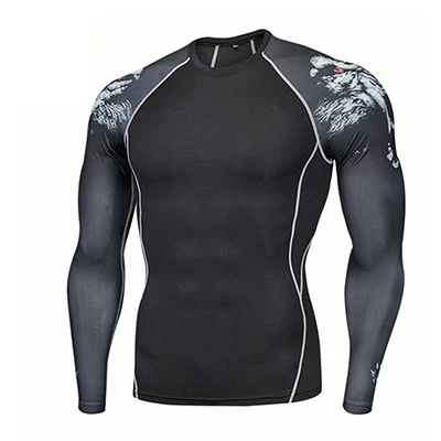 Style B Фитнес ММА боксерская рубашка для мужчин Рашгард ММА Bjj Jiu jitsu футболка с длинным рукавом Muay thai Мужчины Череп печати 3D боксерские Майки Топы - Цвет: Style B