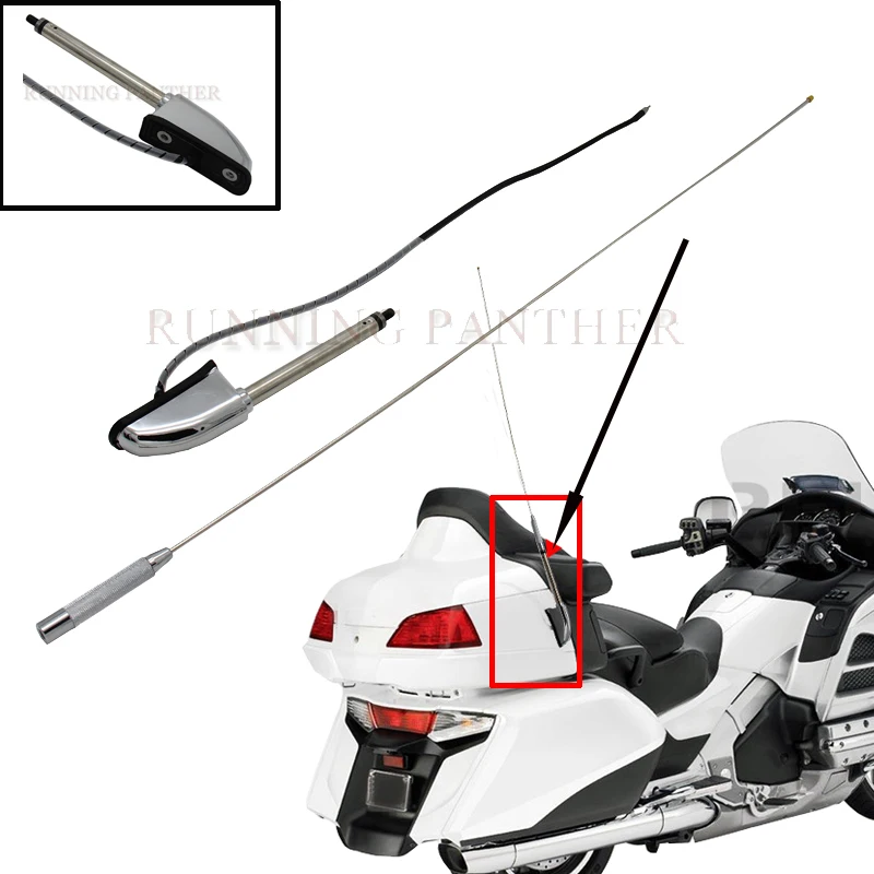 For Honda Glodwing GL1800 GL1500 GL1800P GL1800HPNA Audio Comfort Navi GL1800A 2001-2014 Motorcycle Chrome Antenna Kit