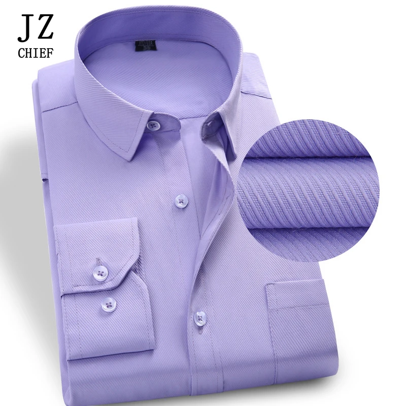 JZ главный 2018 Весенняя рубашка Для мужчин Slim Fit Бизнес длинным рукавом Твердые