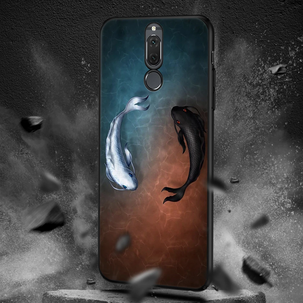 Мягкий чехол для huawei P20 Plus P10 Lite mate 10 P9 P8 2017 черный с космическим человеком котом и