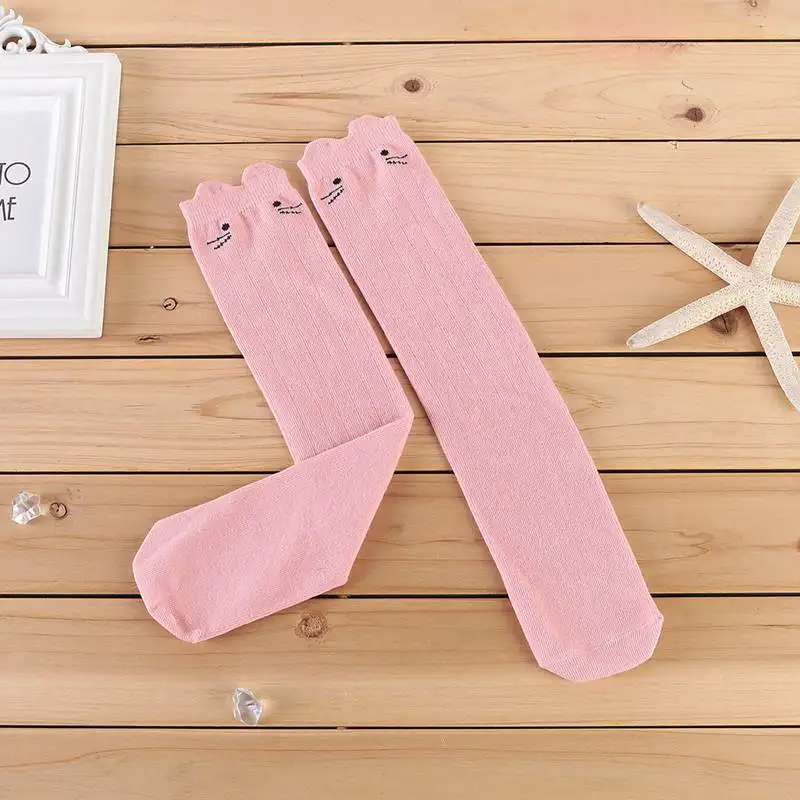 pink Хлопковые гольфы для детей, милые рубашки для мальчиков с рисунками зверей из мультфильмов, носки для девочек, для детей, зимние теплые Высокие гольфы - Цвет: pink