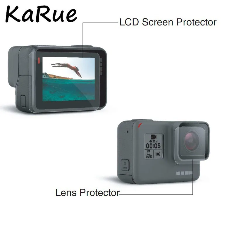 KaRue 1 шт. защитный стеклянный чехол для GoPro Hero5 Hero6 Black Action объектив камеры LCD
