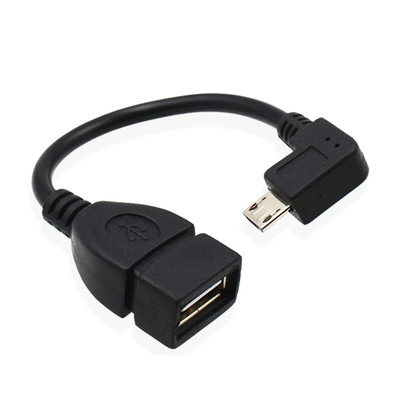 Переходник OTG с прямым углом 13 см USB A мама Micro B папа черный для телефонов Samsung LG Xiaomi