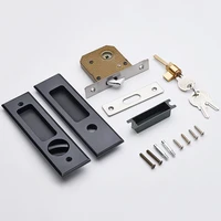 sliding door lock with keys invisible move gate lockset handle embedded lock hook for cabinet pull furniture hardware