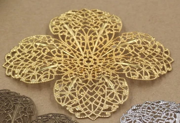 Gold Plated BoYuTe(10 шт./лот) металл латунь штамповка 68 мм большой цветок филигранные материалы Diy ручной работы ювелирные аксессуары - Цвет: Gold Plated
