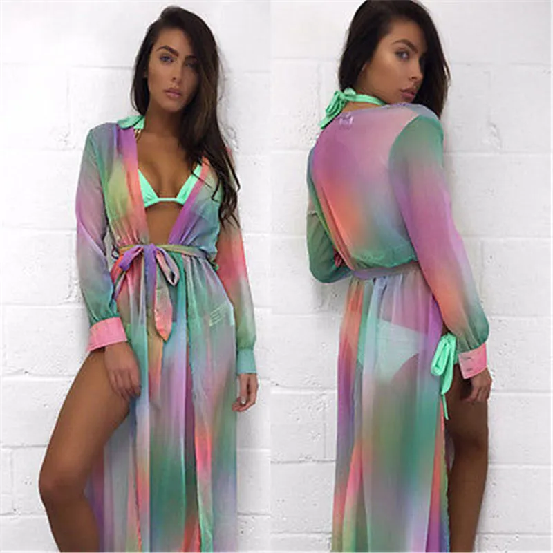 2018 сексуальный пляжный комбинезон пляжное платье туника парео для женщин Кафтан