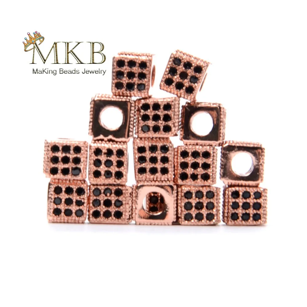 Квадратные бусины 5 шт./лот с микрозакрепкой из фианита для изготовления